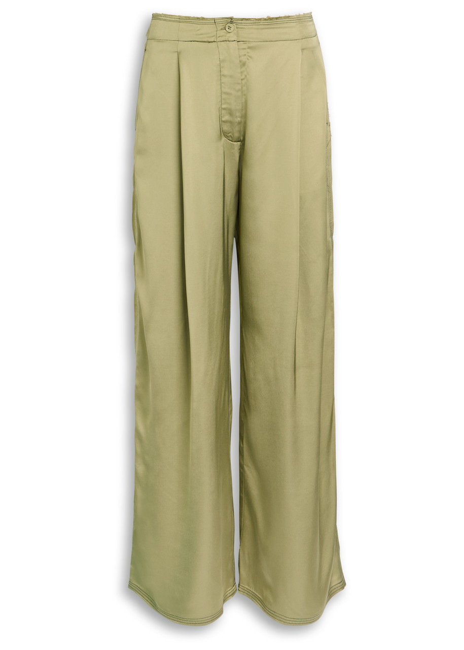 Day Birger Et Mikkelsen Fisher Fluid Satin Wide-leg Trousers In Green