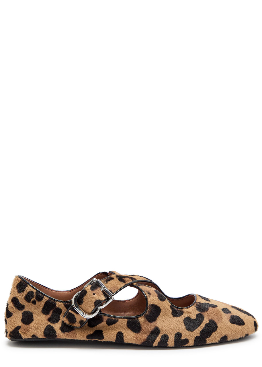 Alaïa Leopard-print Calf-hair Mary Jane Flats - 38 (IT38 / UK5)