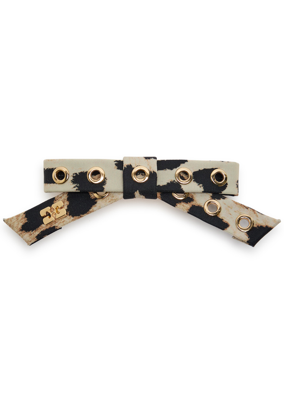 Ganni Leopard-print Twill Hair Clip - One Size