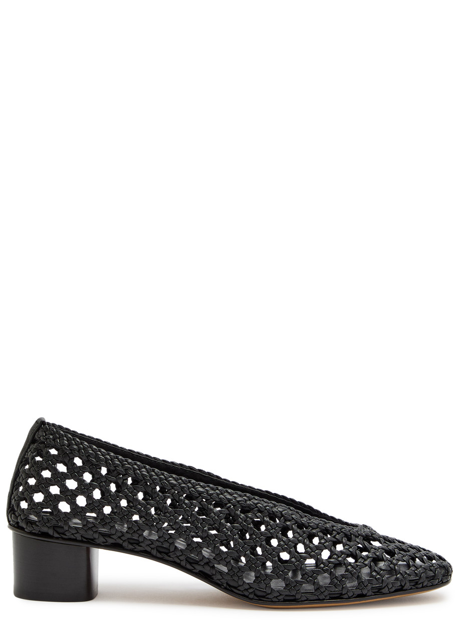 LE Monde Beryl 40 Woven Leather Ballet Pumps - Black