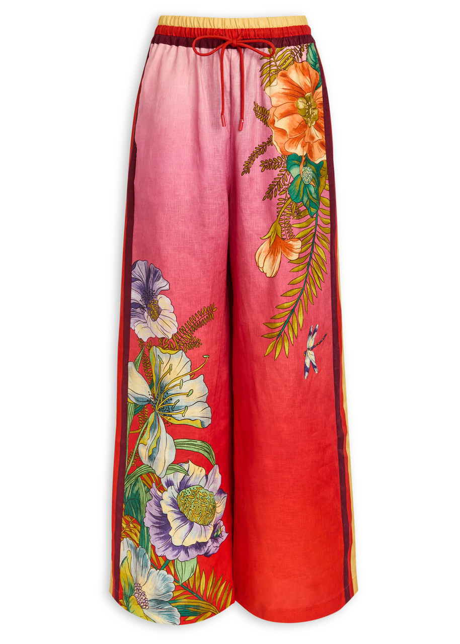 Alemais Inez Printed Flax Trousers - Pink - 12 (UK12 / M)