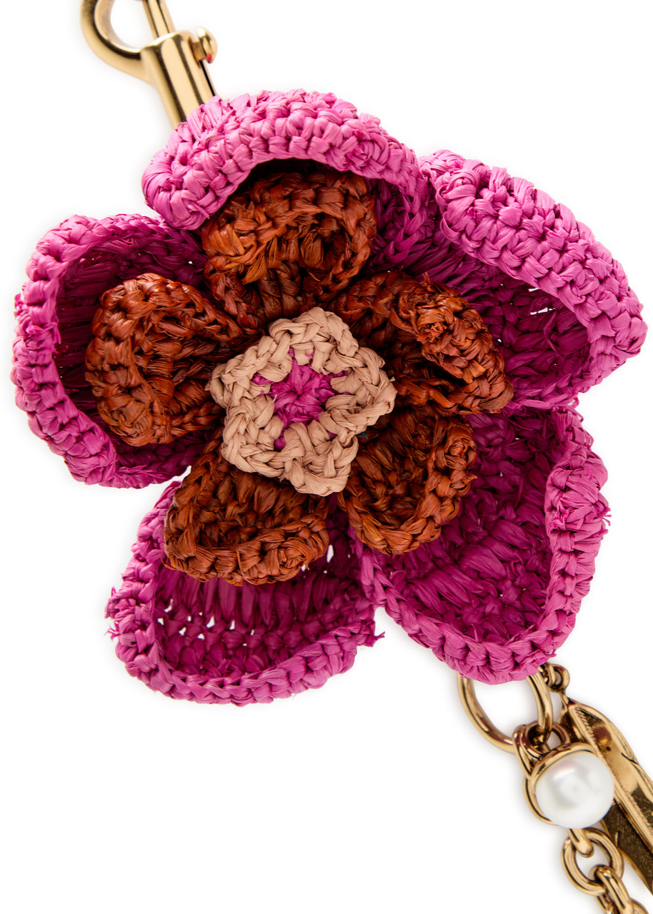  Chloe Floral Raffia And Metal Key Chain - Violet - One Size 
