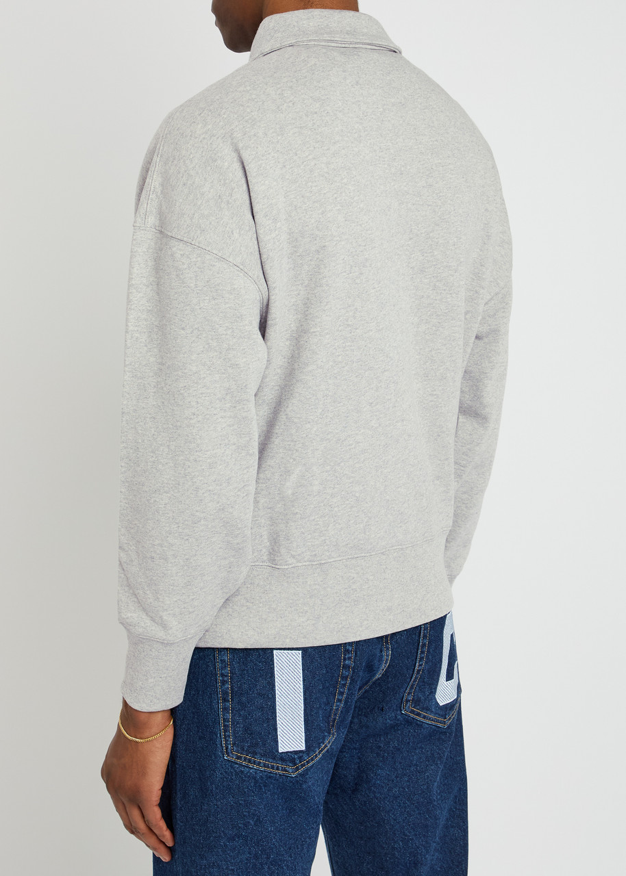  Ice Cream Collegiate Quarter-zip Cotton Sweatshirt - Grey - L 