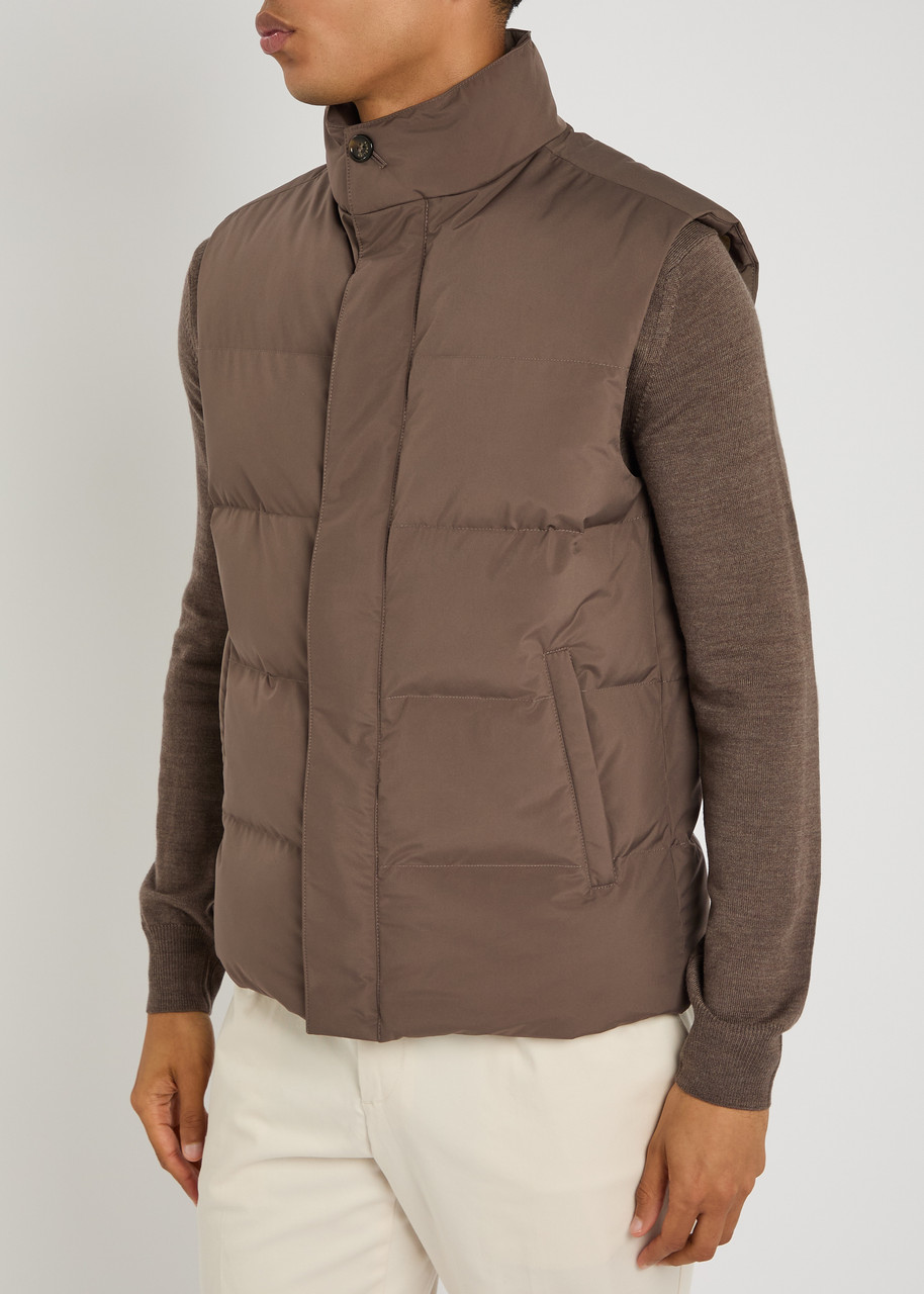  Aurélien Quilted Shell Gilet - Taupe - L 