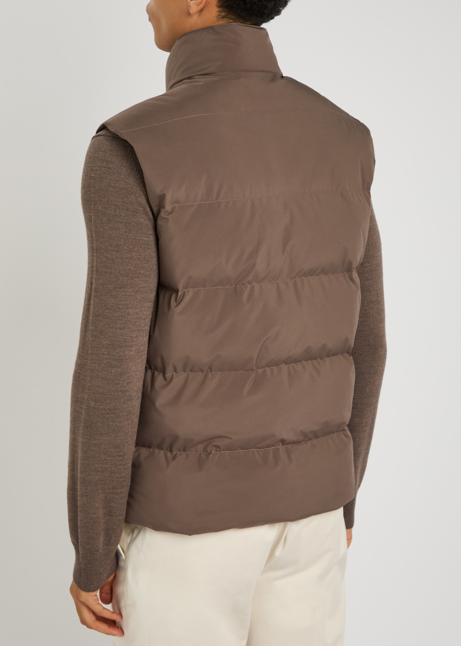  Aurélien Quilted Shell Gilet - Taupe - L 