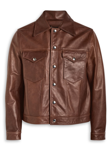 トップス SECOND/LAYER Dias Cortas Brown SECOND LAYER Trucker leather jacket | Harvey Nichols