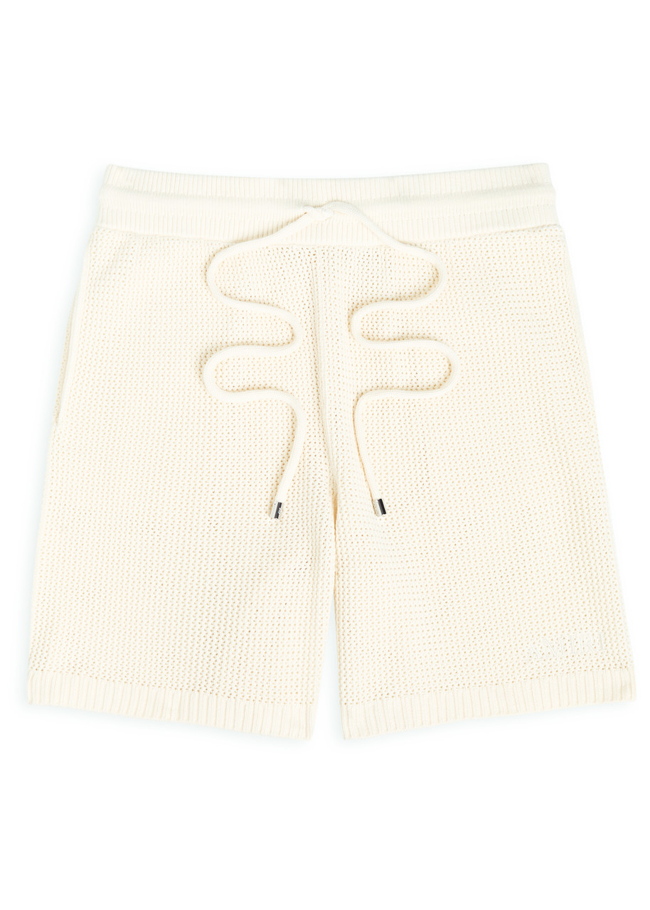 Amiri Logo-embroidered Cotton Crochet Shorts – Ivory – XL Amiri Logo-embroidered Cotton Crochet Shorts – Ivory – XL