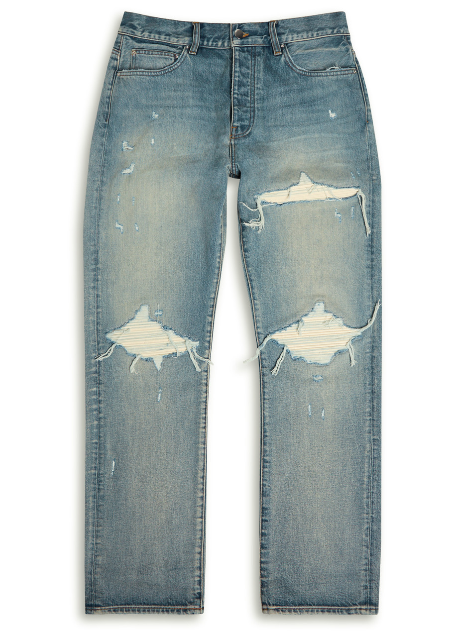 Amiri MX1 Ripped Straight-leg Jeans - Blue - 32 (W32 / M)