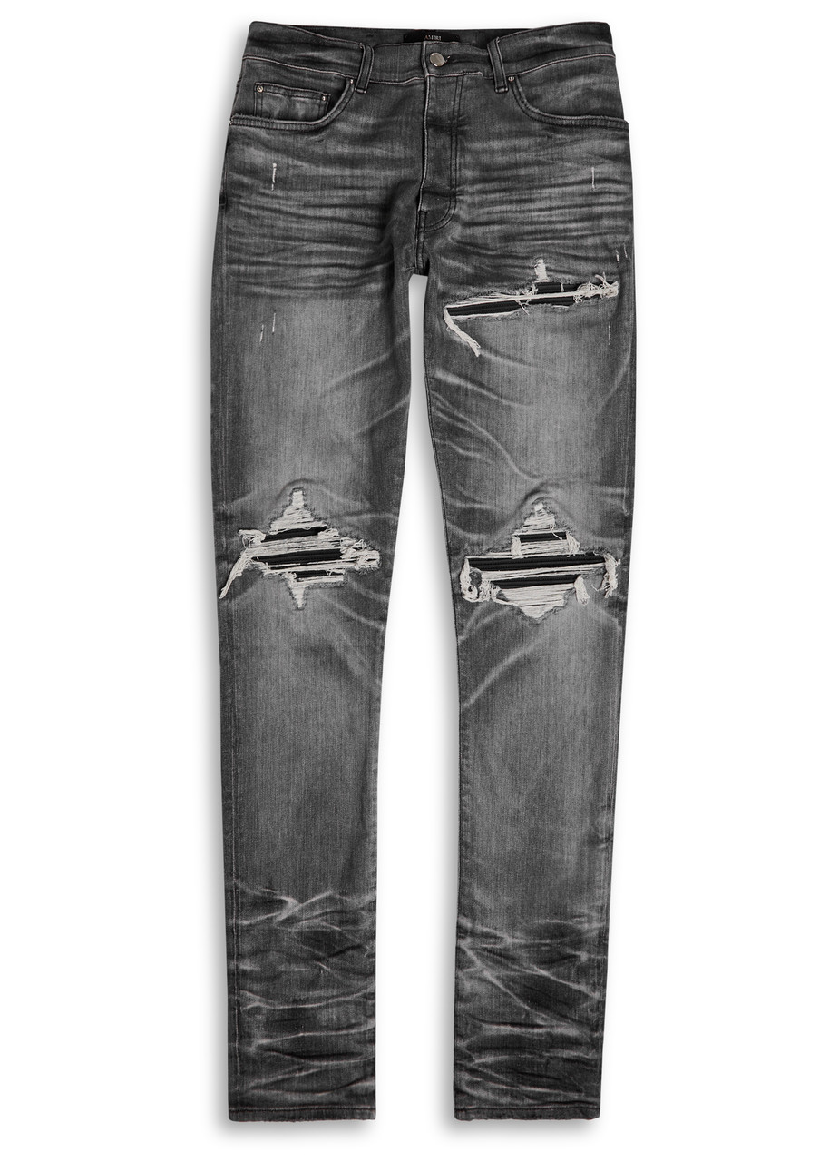 Amiri MX1 Ripped Slim-leg Jeans - Grey - 34 (W34 / L)