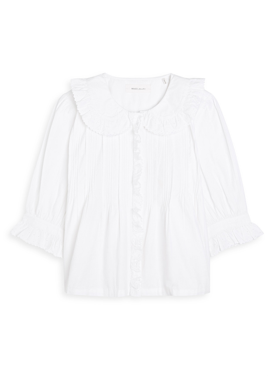 Skall Studio Viola Embroidered Cotton Blouse - White - 38 (UK10 / S)