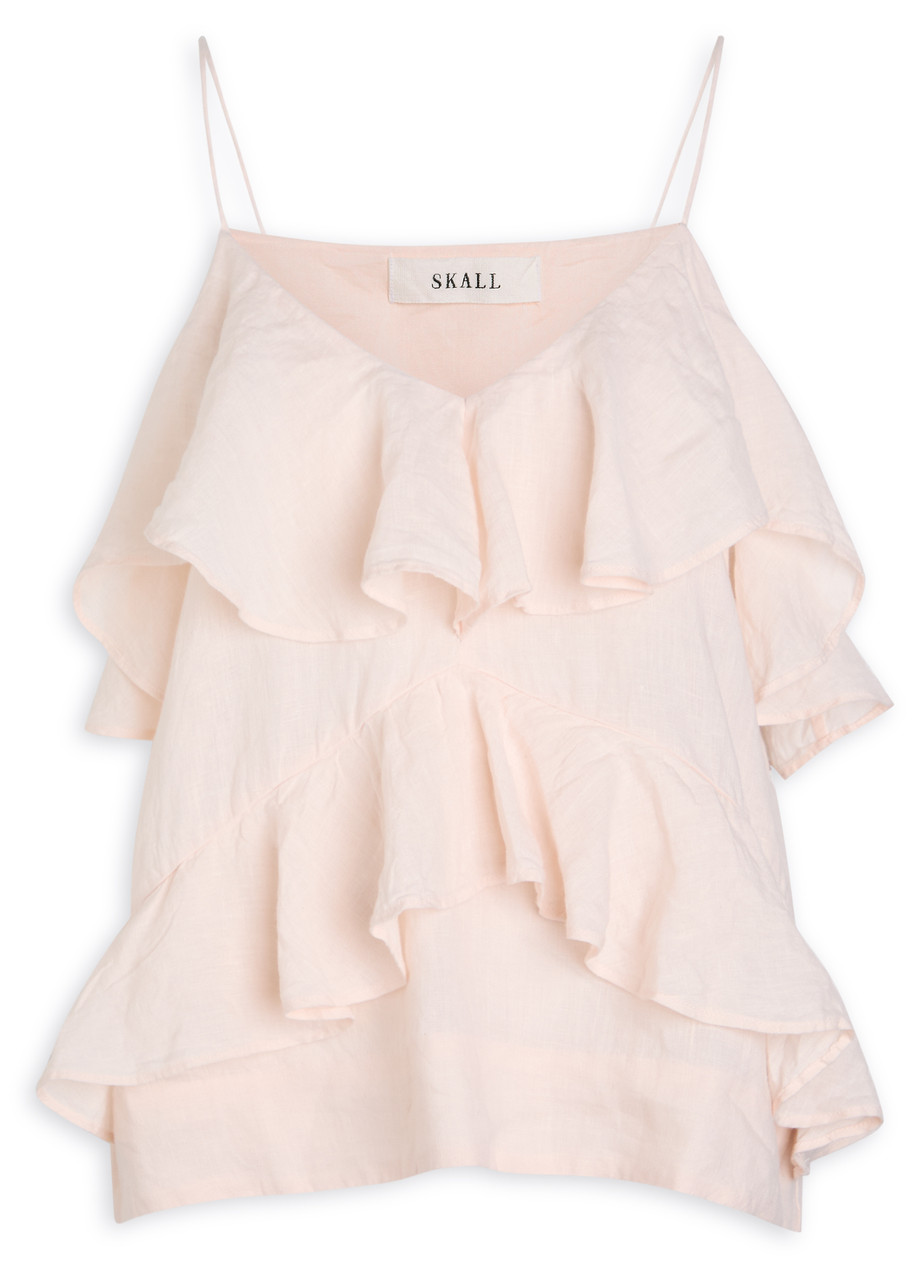 Skall Studio Benedicte Ruffled Linen top - Light Pink - 38 (UK10 / S)