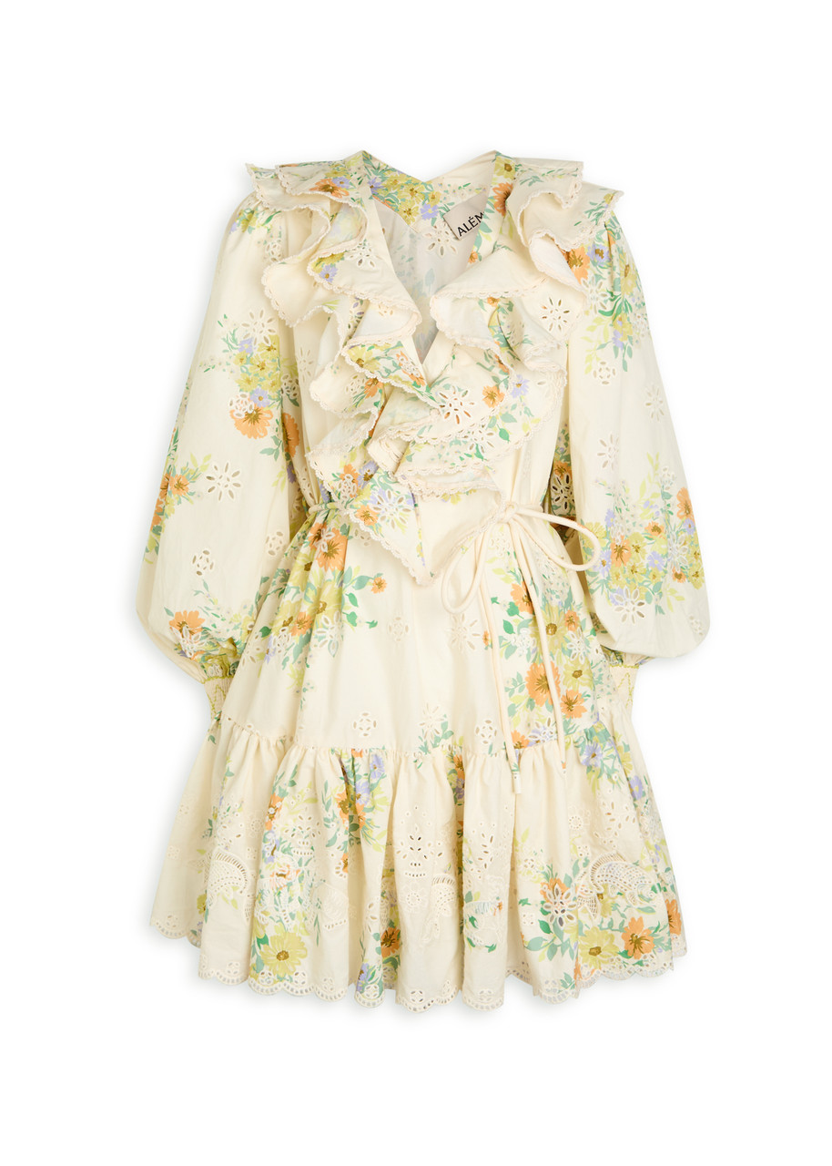Alemais Juliette Embroidered Cotton Mini Dress - Cream