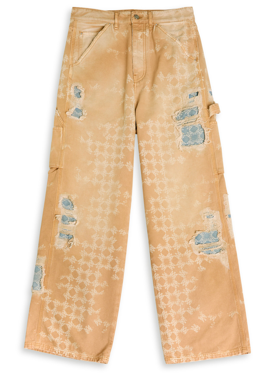 Amiri Denim Repair Logo Wide-leg Jeans - Camel - 30 (W30 / S)