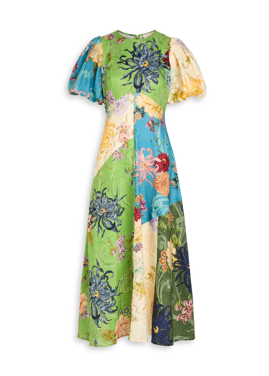 Alemais Avery Spliced Printed Flax Midi Dress - Multicoloured - 14 (UK14 / L)