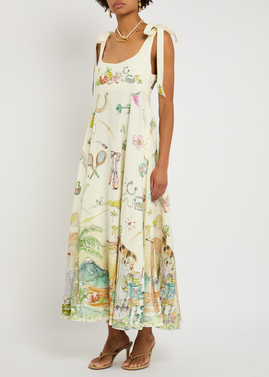  Alemais Anouk Printed Linen Maxi Dress - Multicoloured - 12 (uk12 / M) 