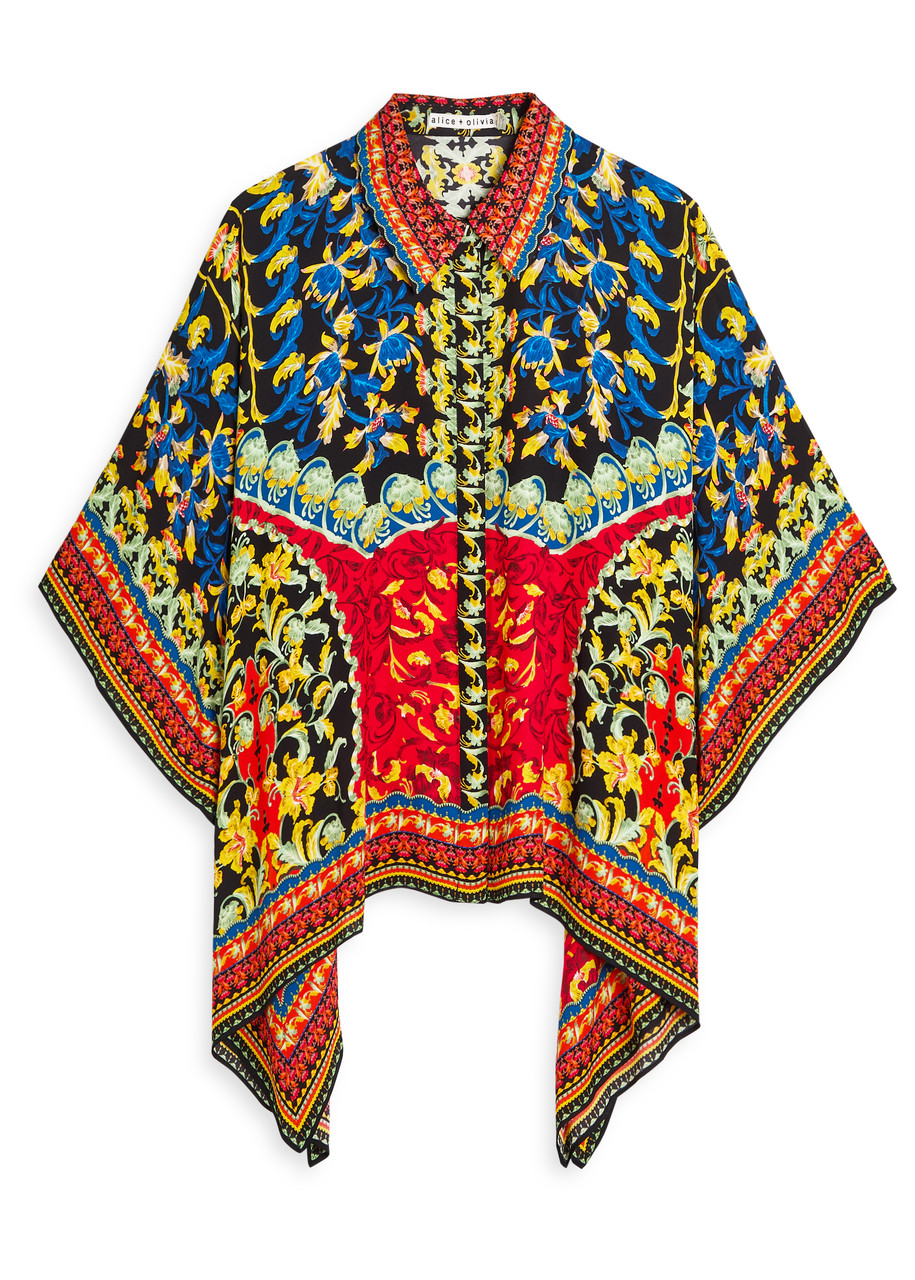 Alice + Olivia Deanne Printed Satin Blouse - Red - M (UK12 / M)