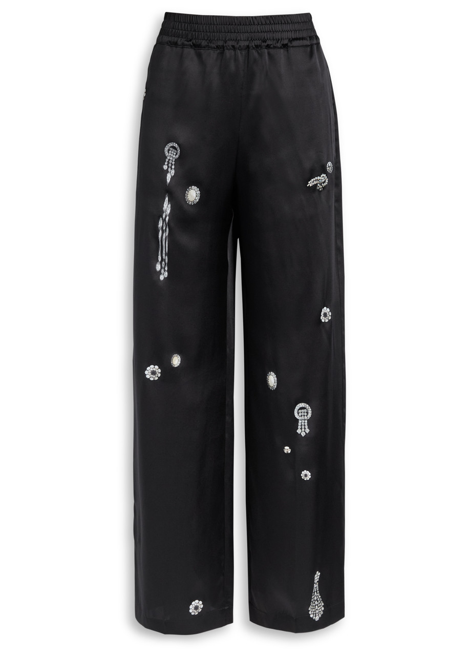 Victoria Beckham Printed Silk Pyjama Trousers - Black - 12 (UK12 / M)