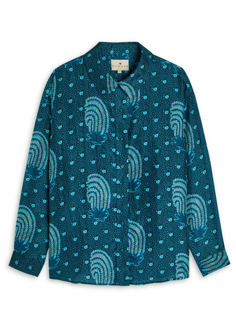 Hannah Artwear Stevie Printed Silk-chiffon Shirt - Indigo
