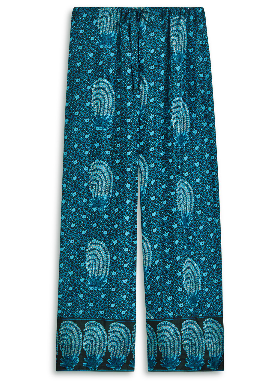Hannah Artwear Azra Printed Silk-chiffon Trousers - Indigo - 00 (UK4-6)