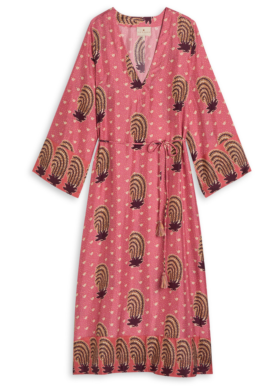 Hannah Artwear Leandra Printed Silk Maxi Dress - Pink