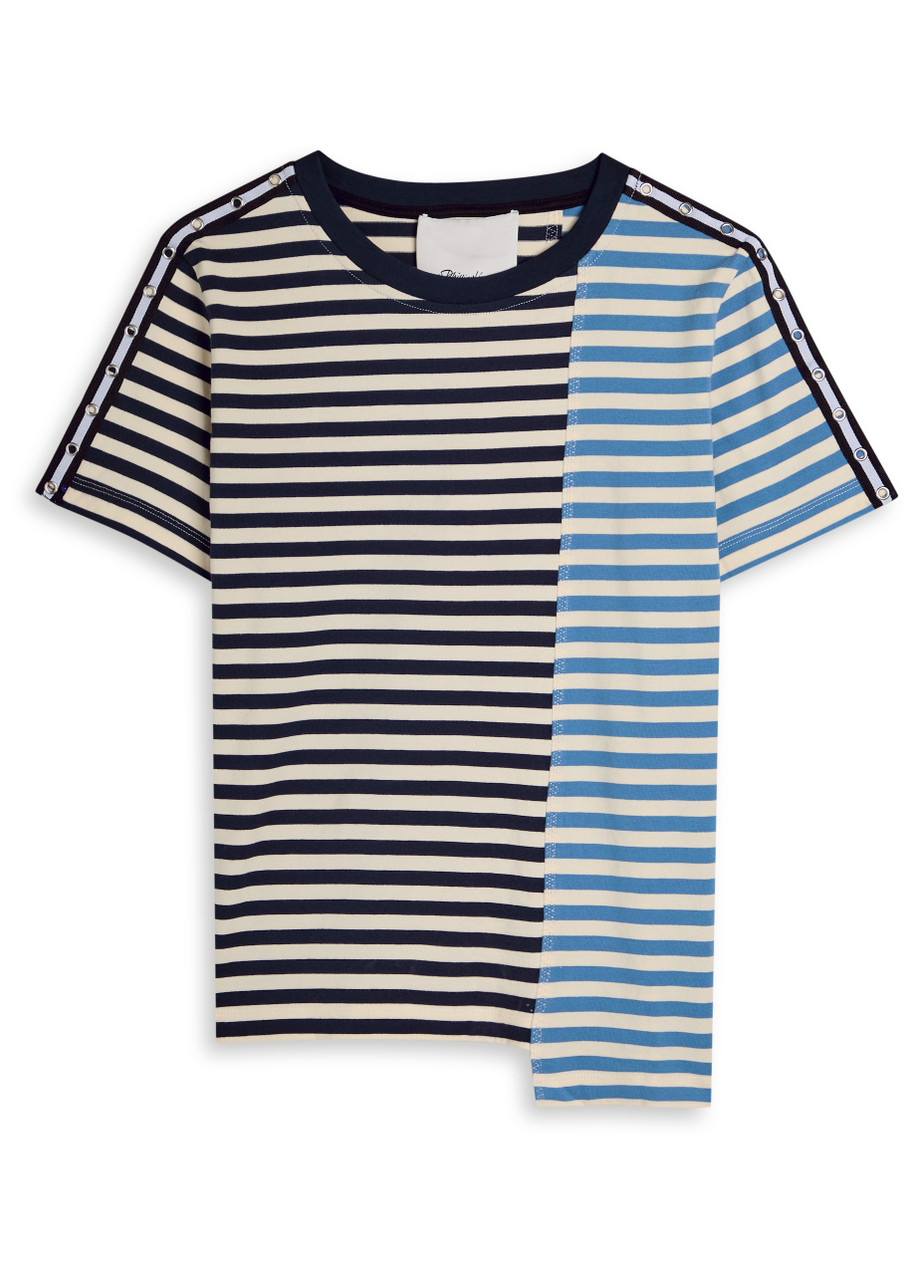 3.1 Phillip Lim Patchwork Striped Cotton T-shirt