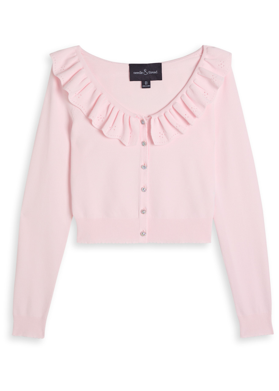 Needle & Thread Pointelle Stretch-knit Cardigan - Pink