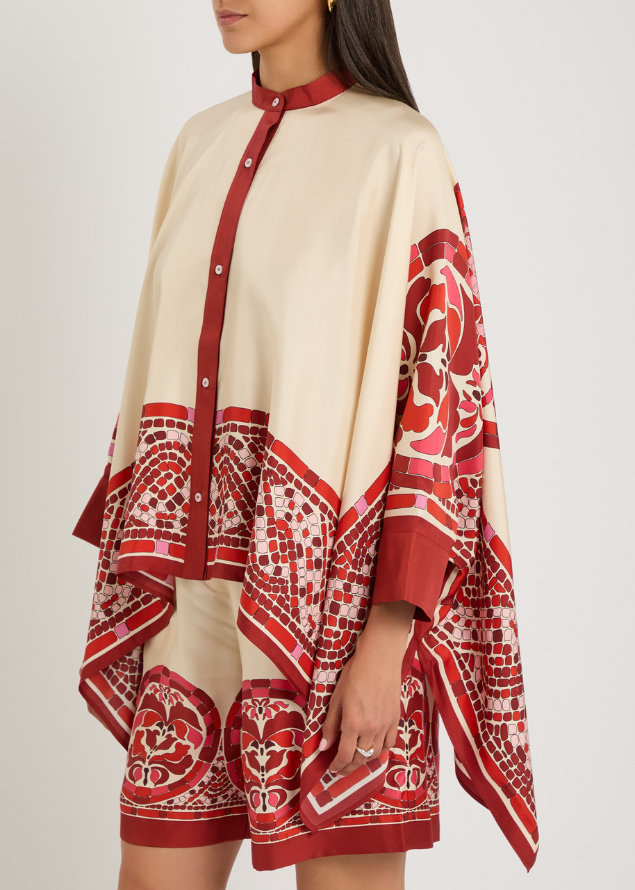 La Doublej La Double J Silk Twill Shirt With Hand-applied Cobra Motif In Multi