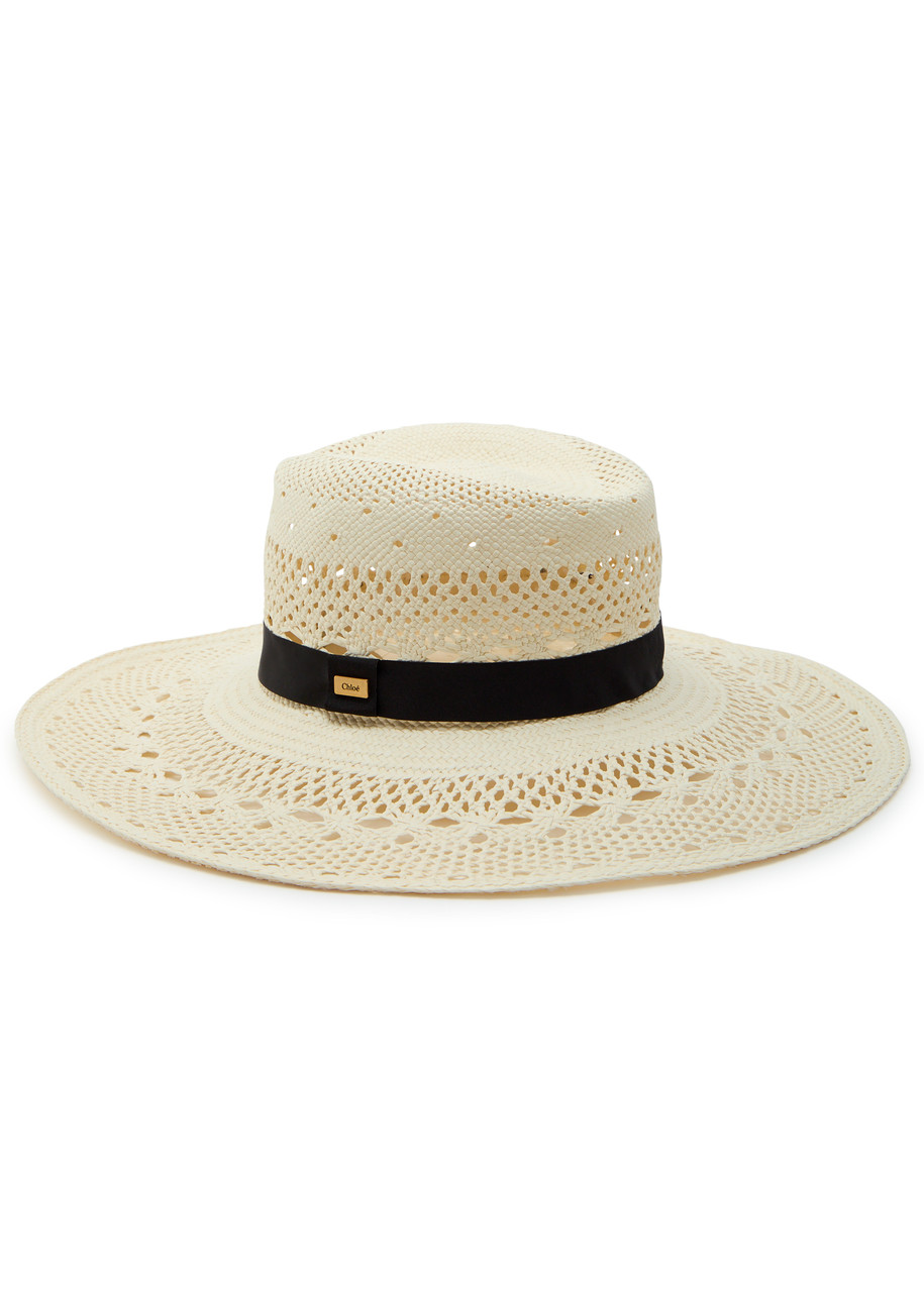 Chloe Panama Open-weave Straw Hat - White - M 