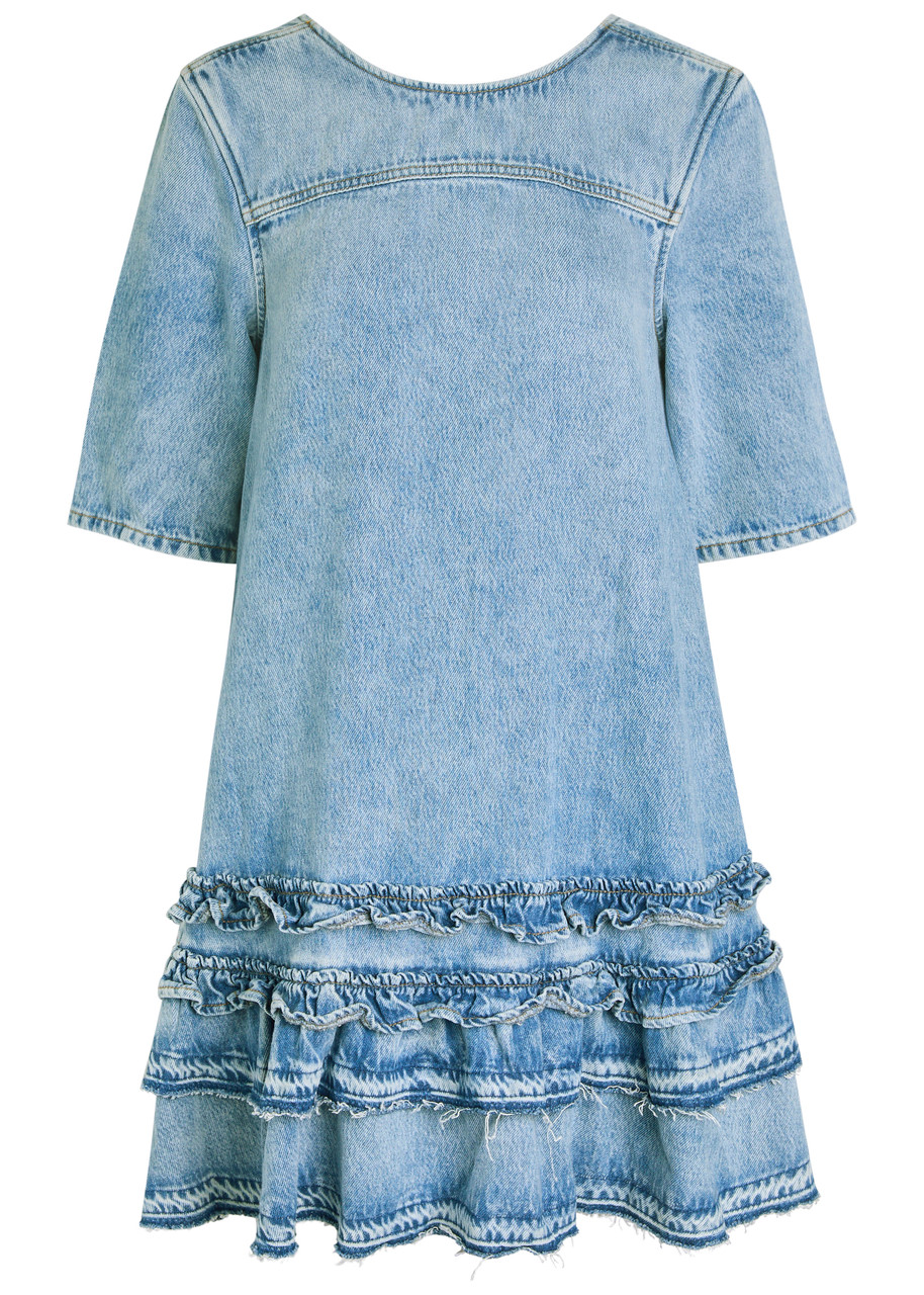 Ganni Tiered Denim Mini Dress - 36 (UK6 / XS)