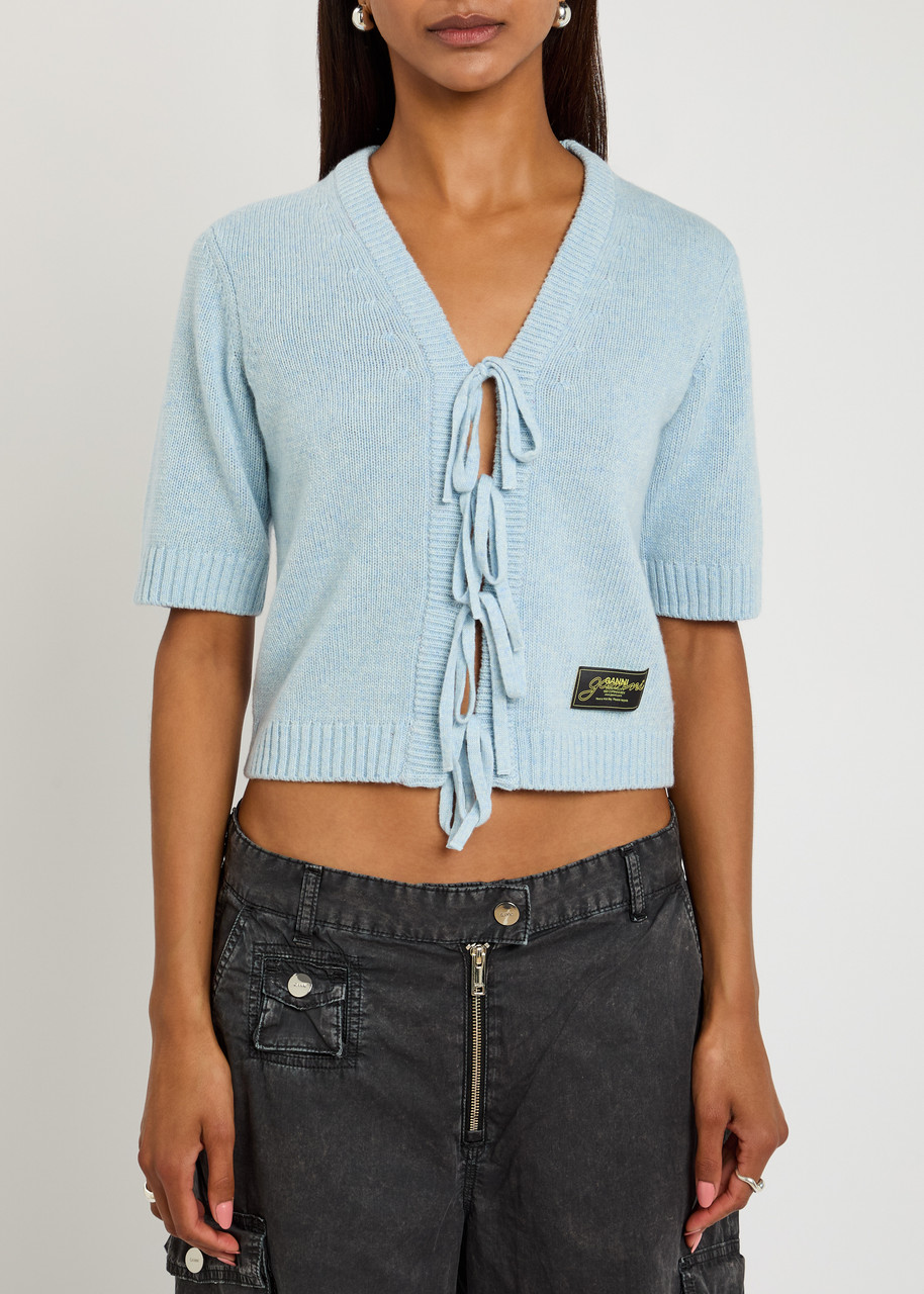  Ganni Future Wool-blend Cardigan - Blue - Xs (uk6 / Xs) 