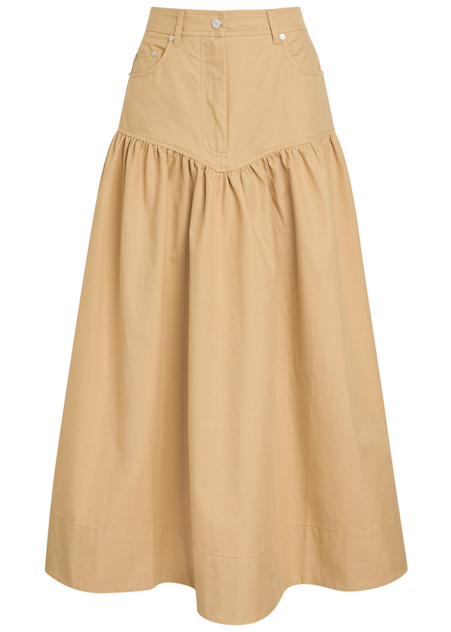 Ganni Suiting Cotton-blend Maxi Skirt - Beige