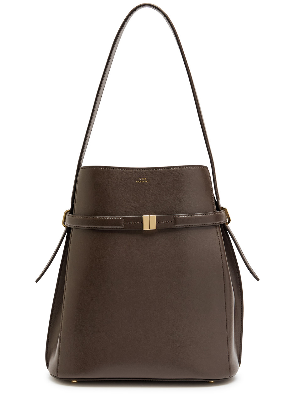 Toteme Belted Leather Bucket bag - Chocolate - One Size