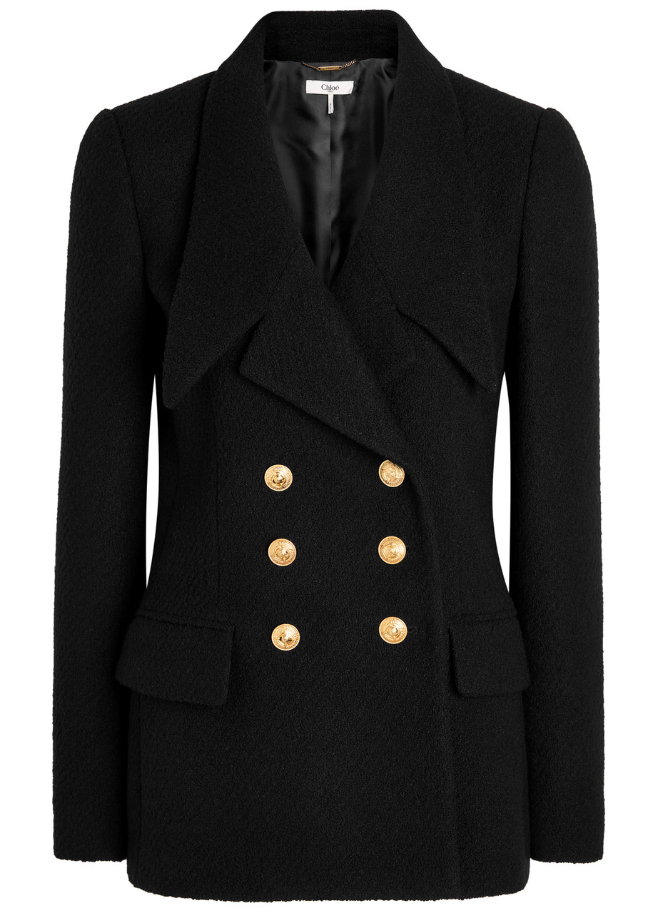 Chloe Double-breasted Bouclé Wool-blend Blazer - Black - 44 (UK16 / XL)