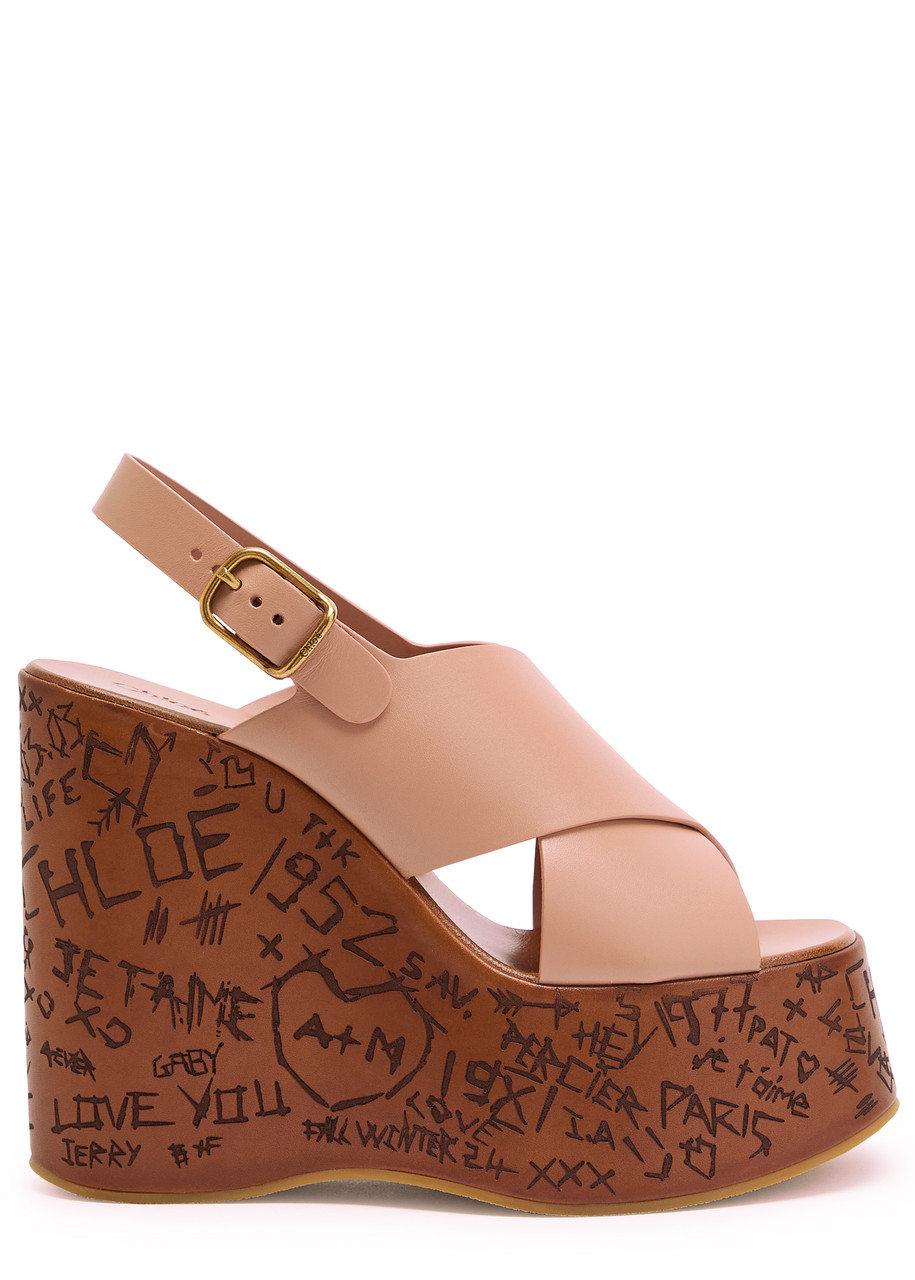 Chloe Maxime Leather Platform Wedge Sandals - Pink - 41 (IT41 / UK8)