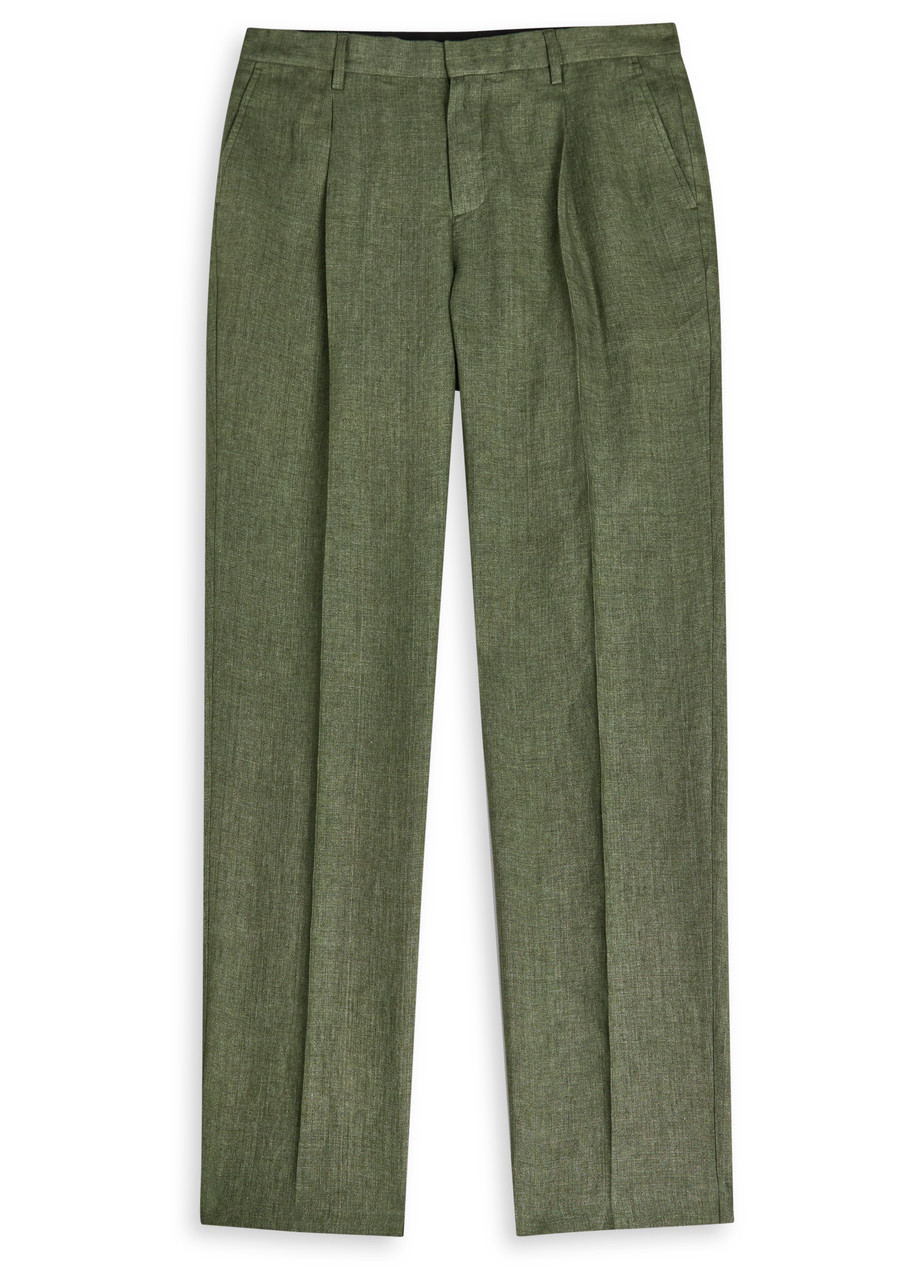 Sunspel Tapered-leg Linen Trousers - Khaki - 32 (W32 / M)