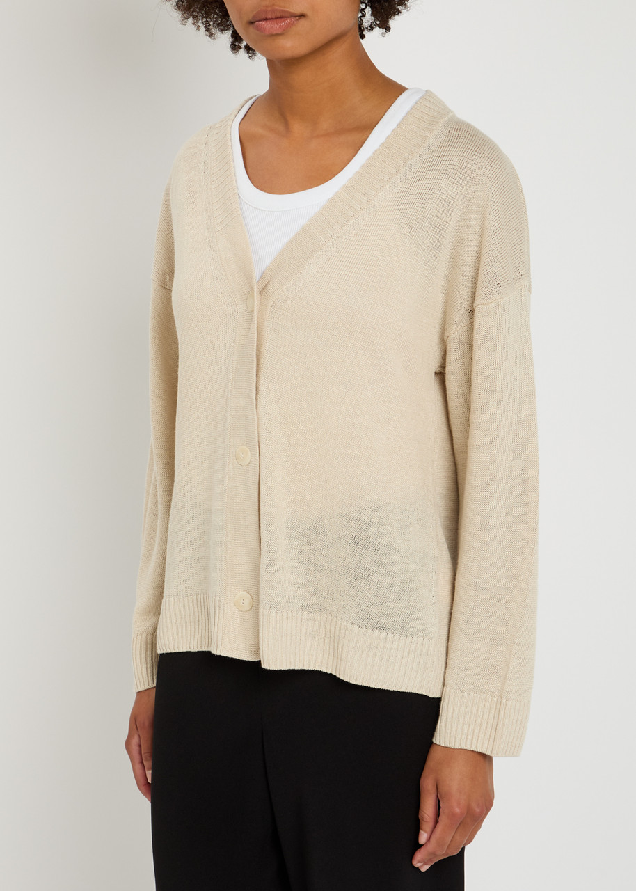 Mm Alacre Linen-knit Cardigan In Nude