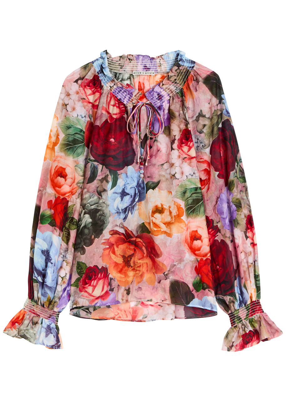 Alice + Olivia Norah Floral Cotton-blend Blouse - Multicoloured