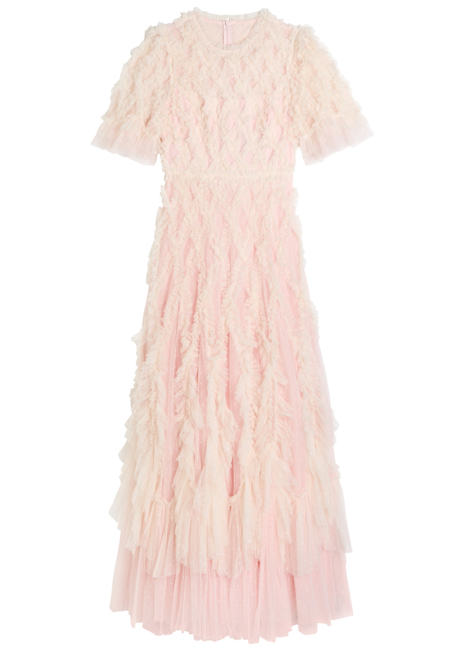 Needle & Thread Rosella Ruffled Tulle Gown - Pink And White - 2 (UK6 / XS)