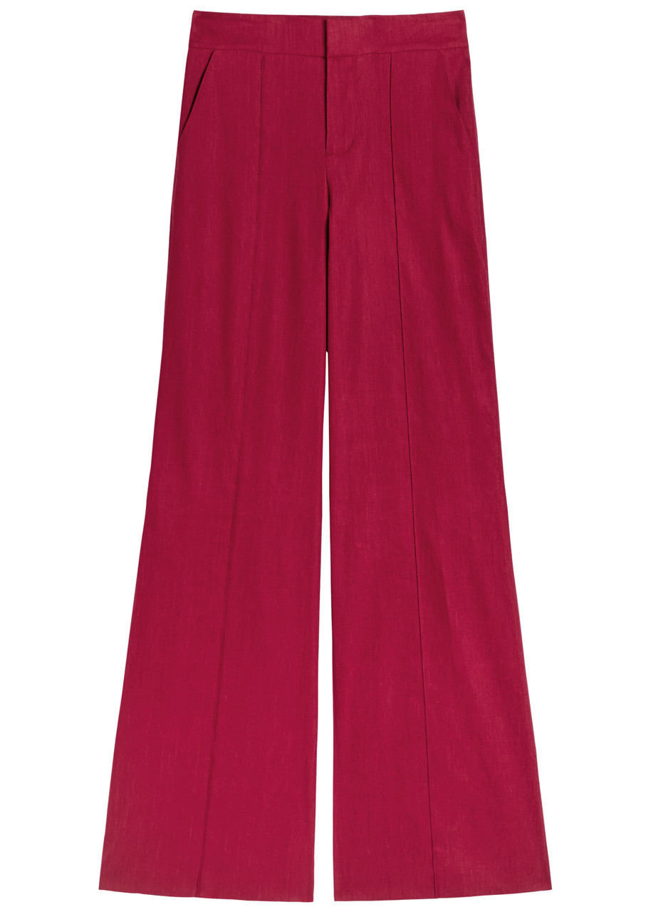 Alice + Olivia Dylan Linen-blend Wide-leg Trousers - Dark Red - 4 (UK8 / S)