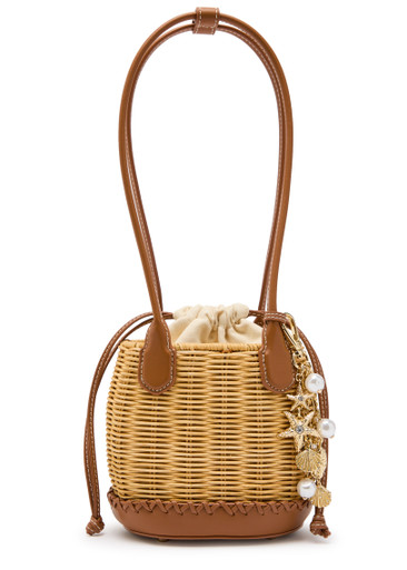 SELF-PORTRAIT Charm rattan shoulder bag | Harvey Nichols