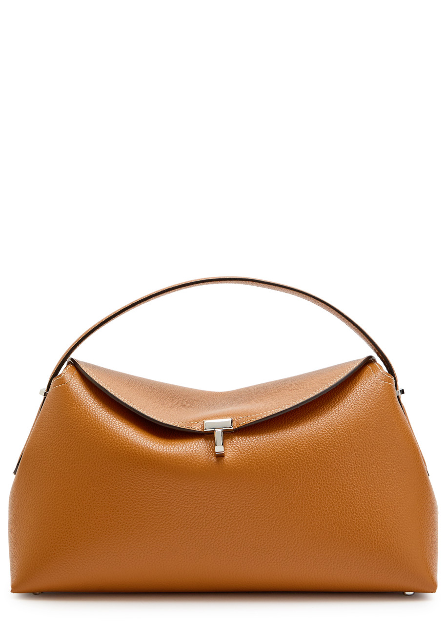 Toteme T-lock Grained Leather top Handle bag - Tan - One Size