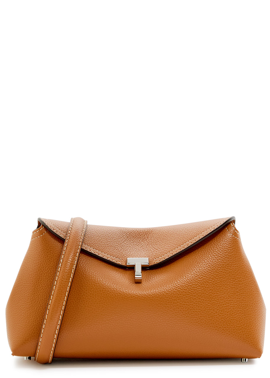 Toteme T-lock Grained Leather Clutch - Tan - One Size