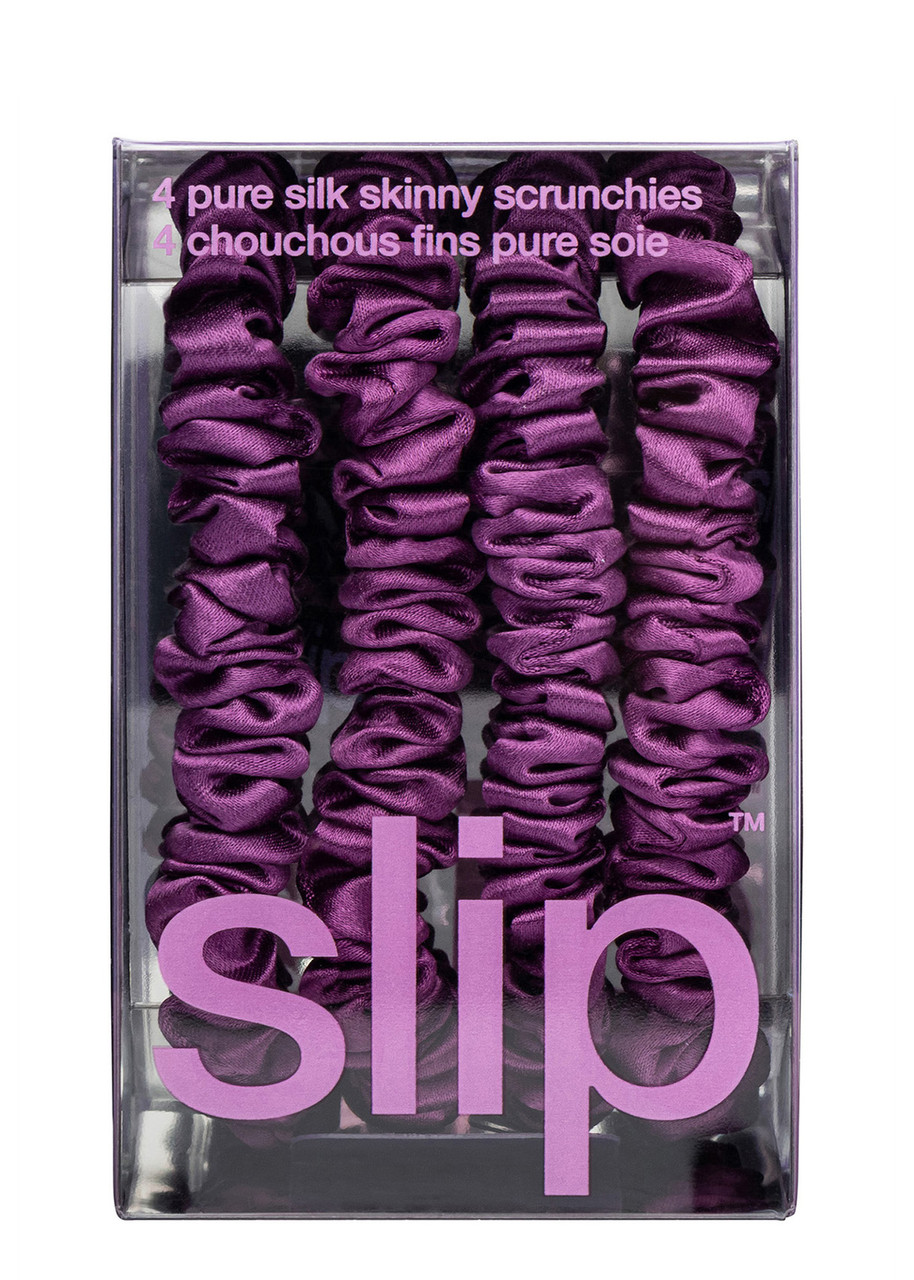 Slip Pure Silk Skinny Scrunchies - Dark Purple