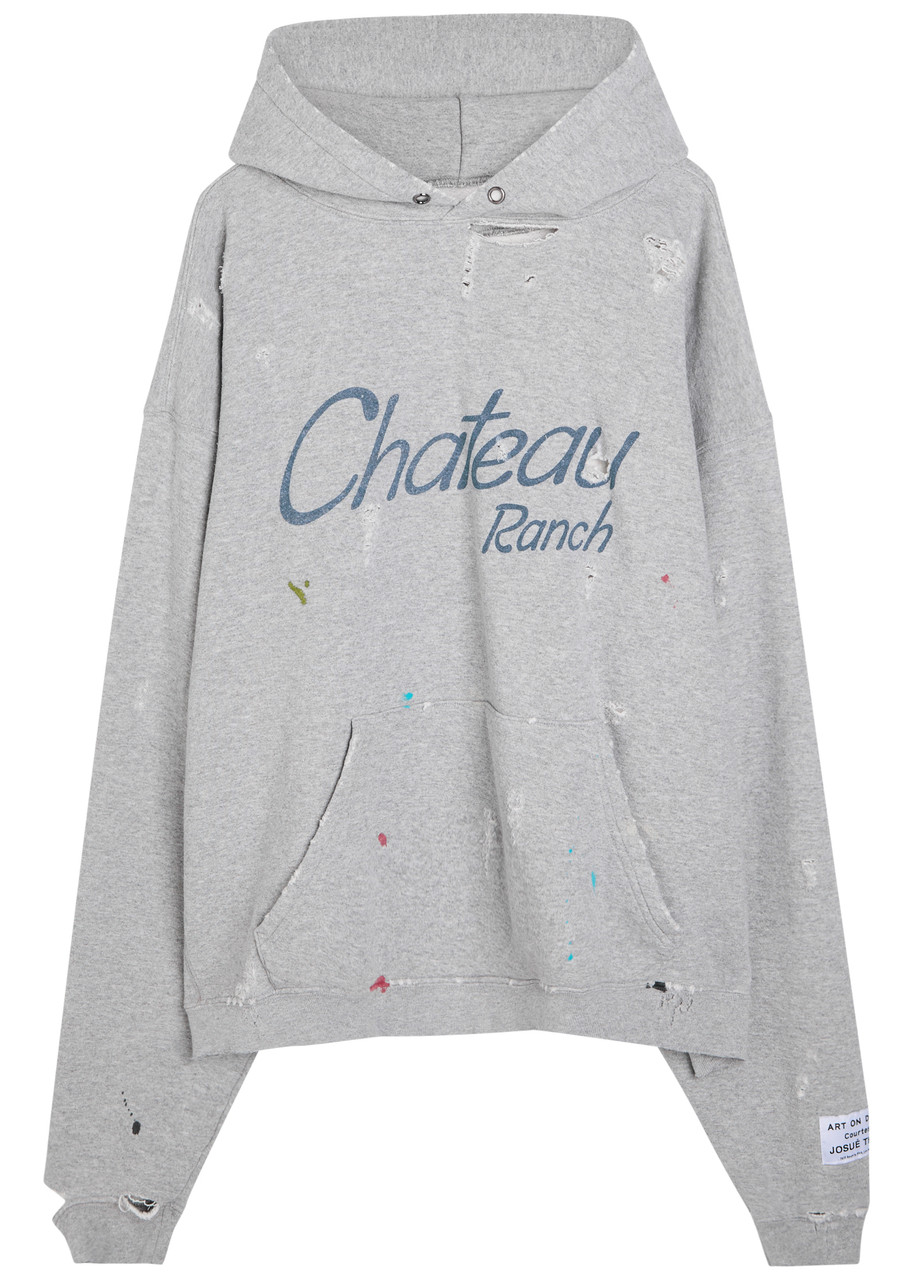 Gallery Dept. Distressed Chateau Ranch Hooded Cotton-blend Sweatshirt - Grey - M