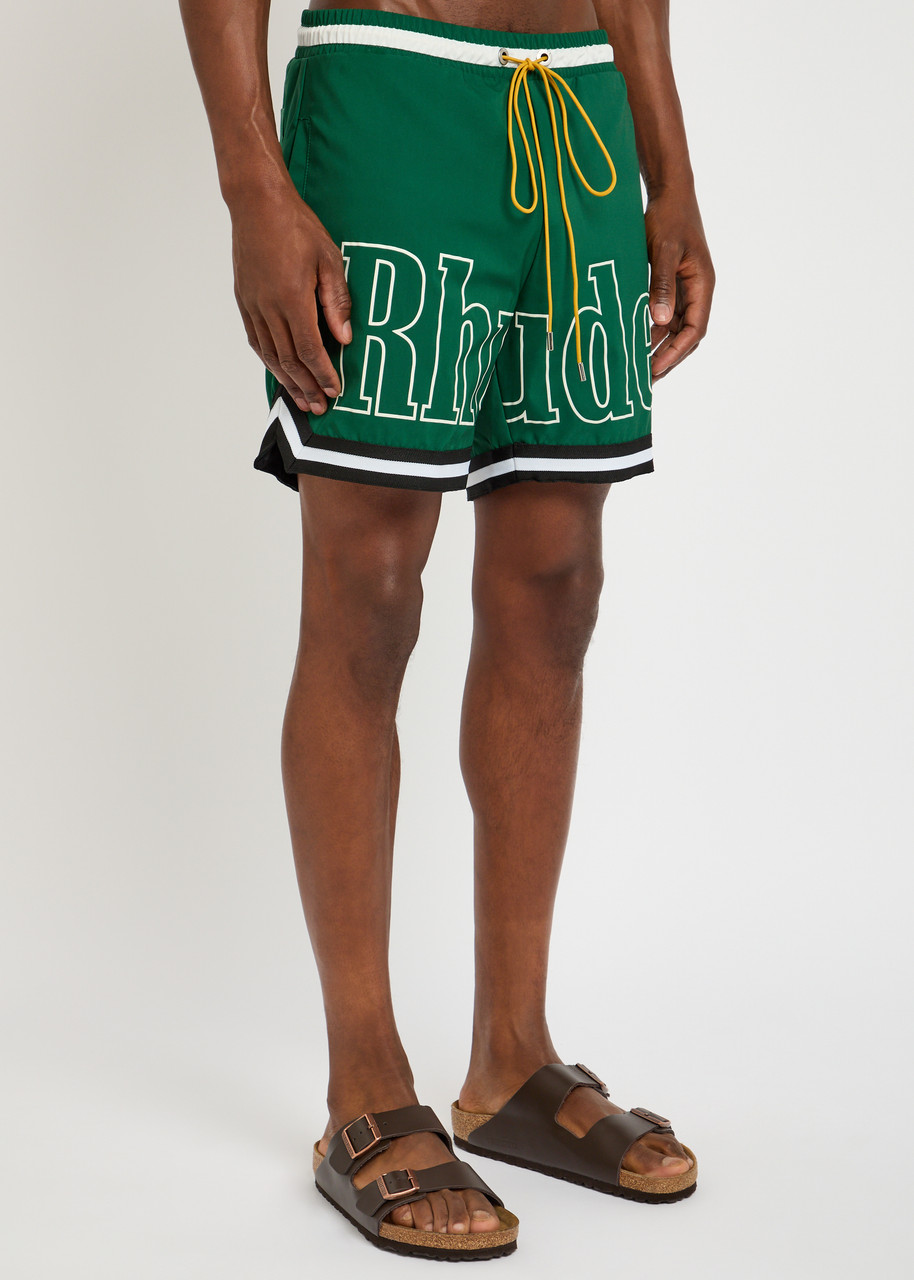  Rhude Basketball Logo-print Shell Swim Shorts - Green - S 