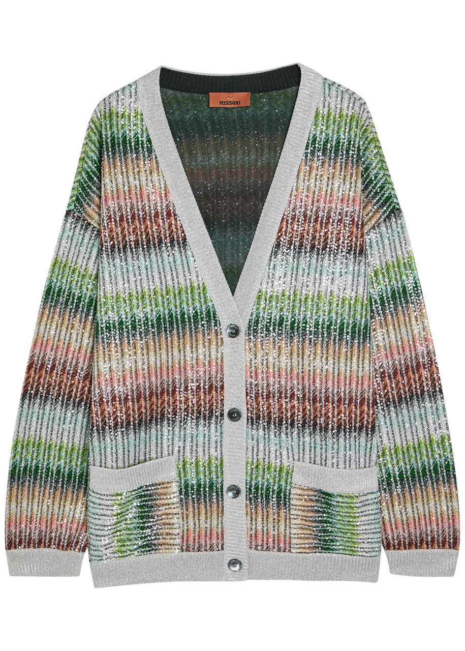 Missoni Striped-intarsia Metallic-knit Cardigan - Multicoloured