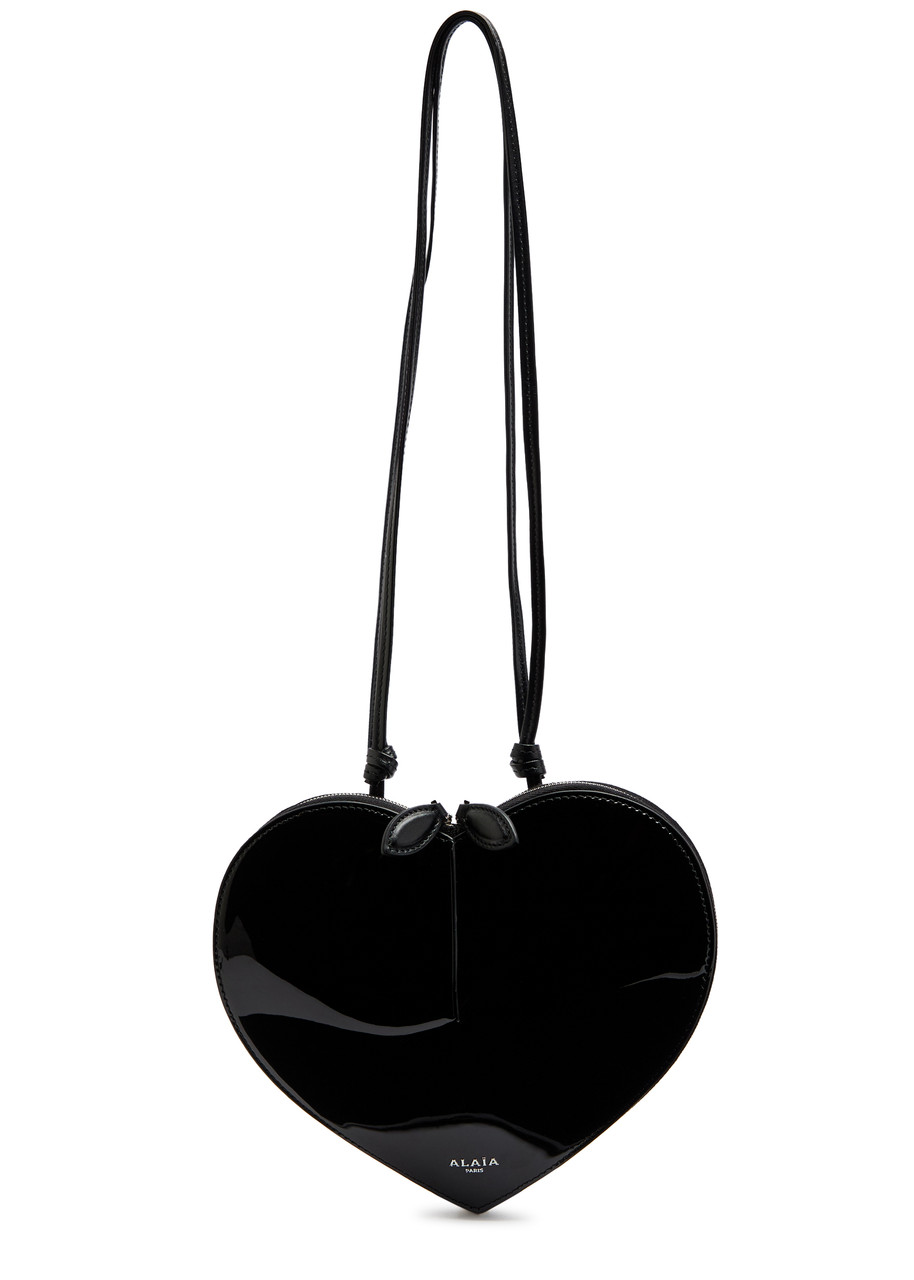 Alaïa Le Coeur Patent Leather Cross-body Bag In Black