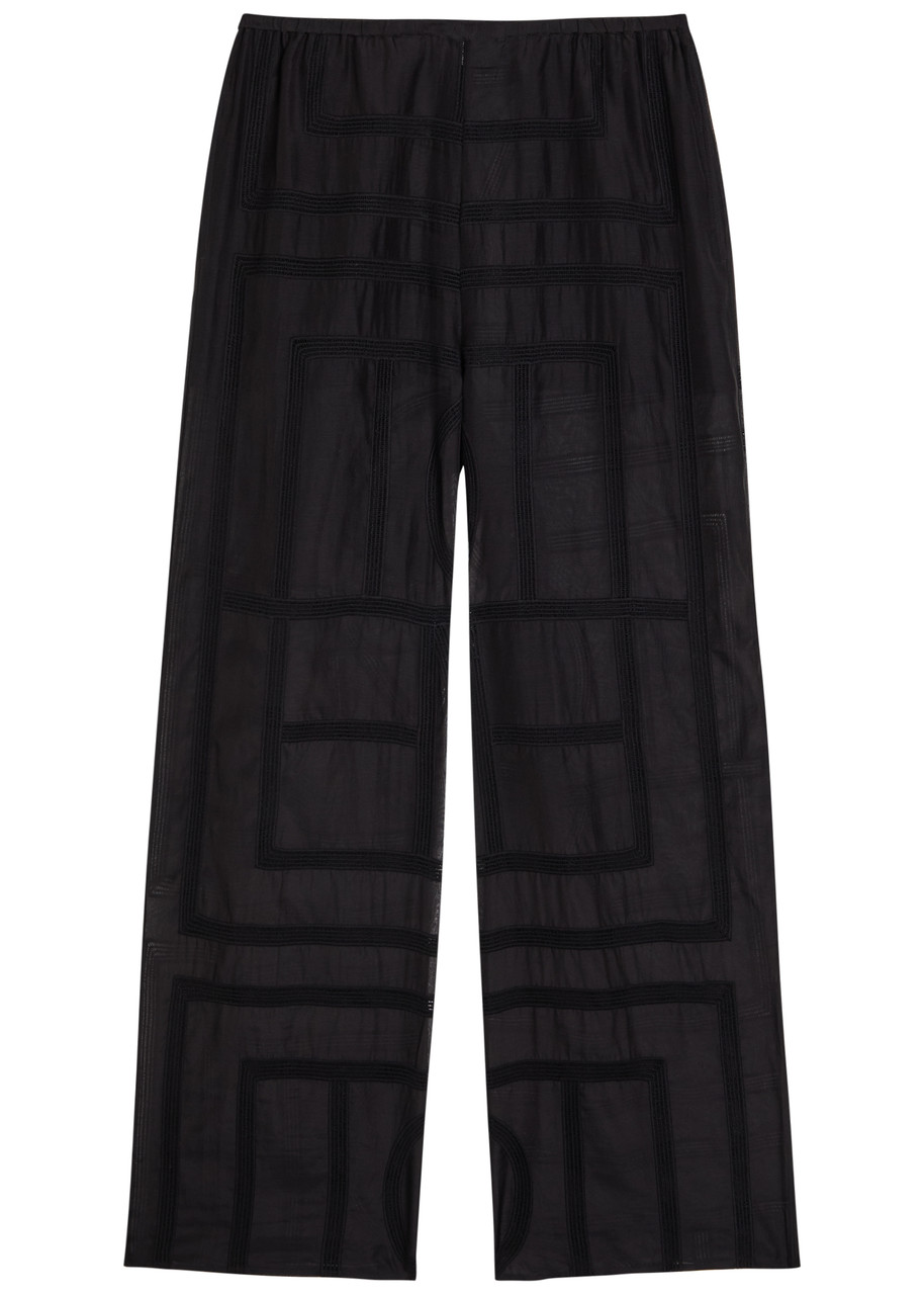 Toteme Logo Semi-sheer Cotton-blend Pyjama Trousers - Black - 34 (UK6 / XS)