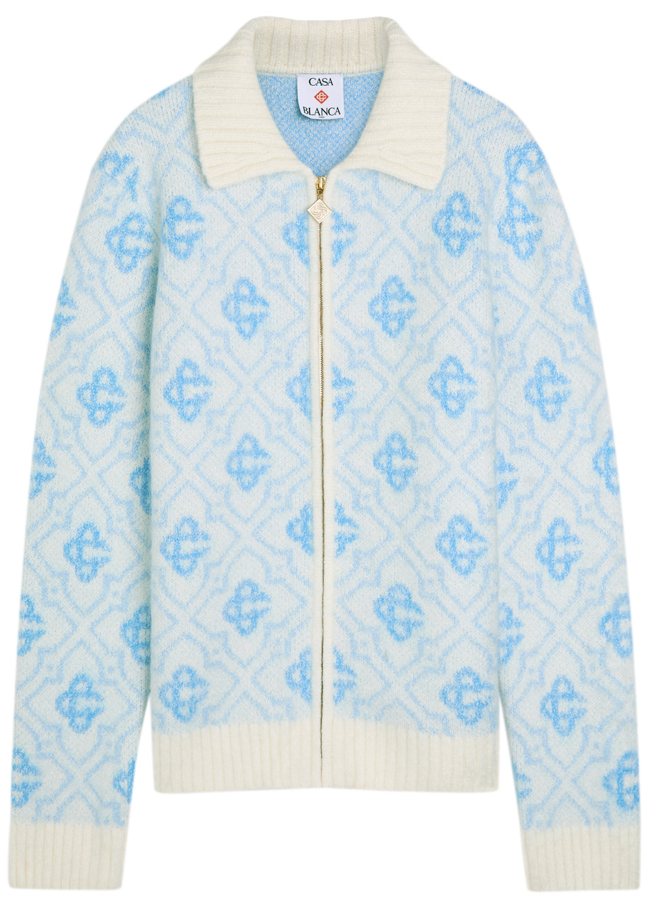 Casablanca Logo-monogrammed Brushed-knit Jacket - Blue - L
