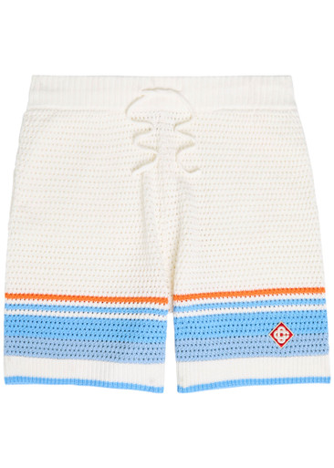 CASABLANCA Striped-crochet cotton shorts | Harvey Nichols